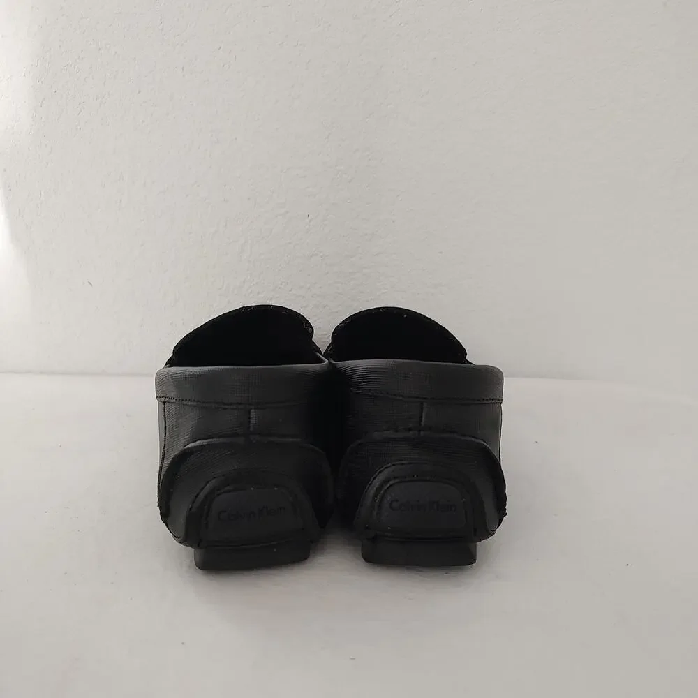 Calvin Klein Merve Men's Driving Loafer Size 7.5 Black Moc Toe Slip Ons 34F9189